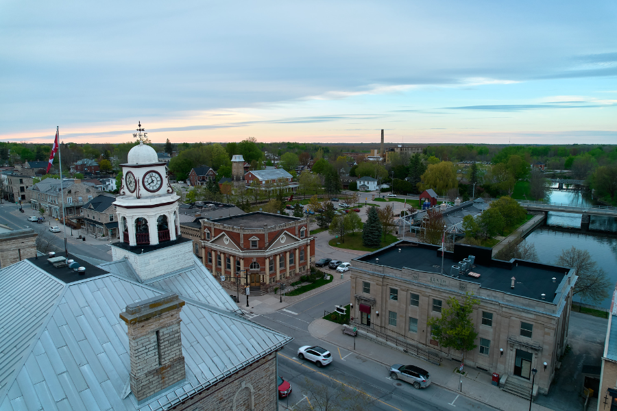 Rear of Town Hall clocktower overlooking the Tay Basin