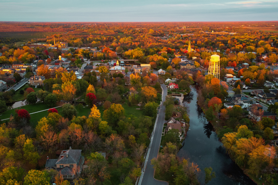 Aerial view of Perth during the fall season
