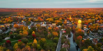 Aerial view of Perth during the fall season